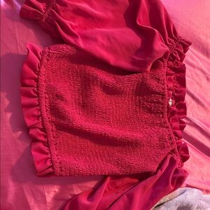 Elegant Red Long Sleeve Women's Top